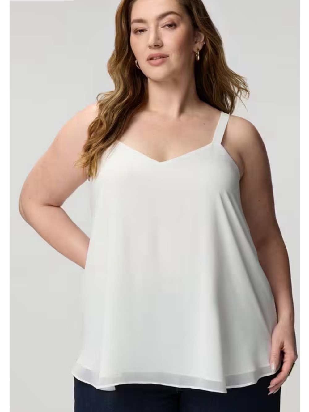 Torrid Sophie Chiffon Swing Cami White V-Neck Spaghetti Strap tank 0X